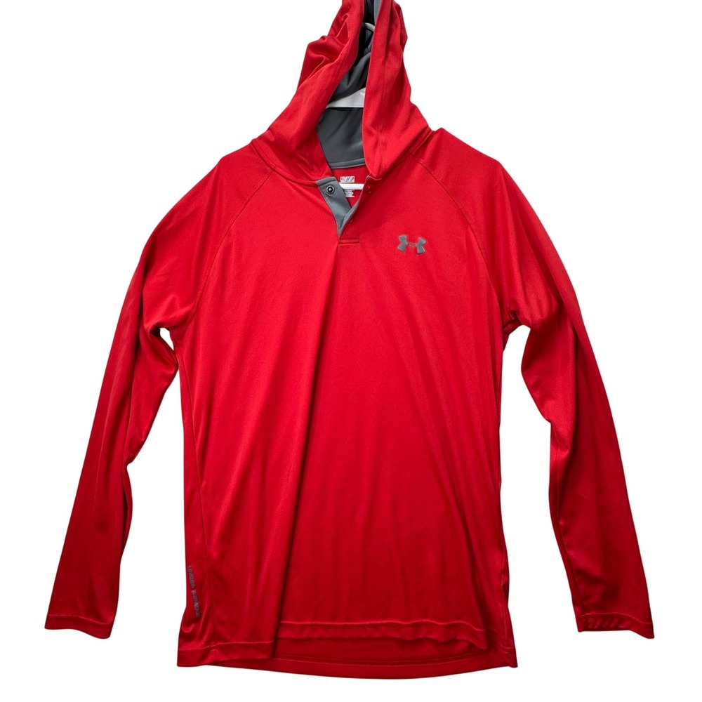 Under Armour HeatGear Hoodie Mens Medium Loose Red Performance Athletic